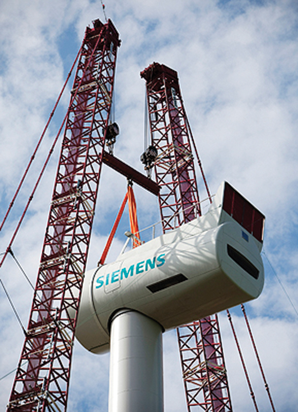 Prototyp der neuen getriebelosen 6-MW-Windturbine von Siemens ge